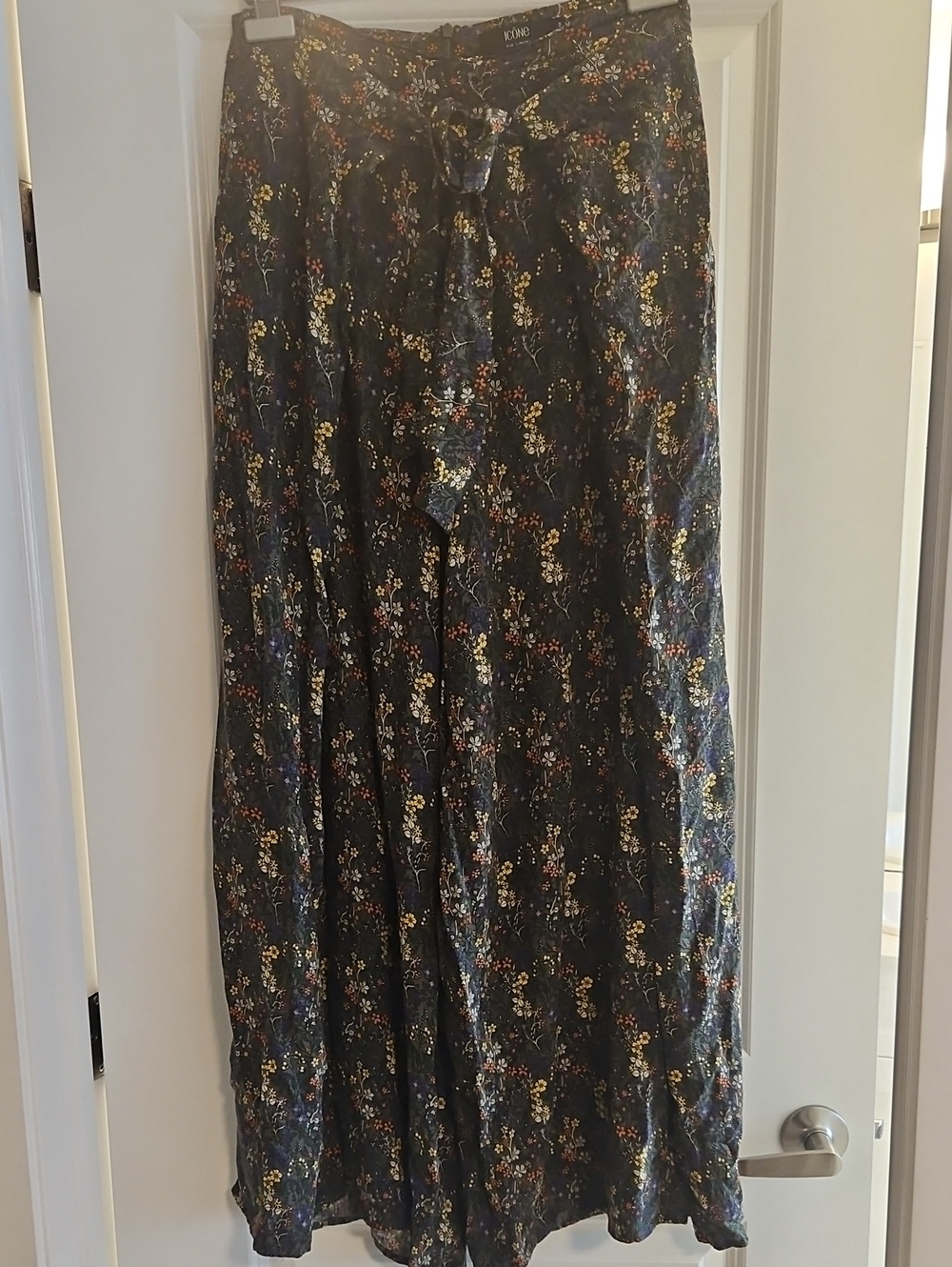 Simons Black Maxi Skirt with Multicolor Floral Print